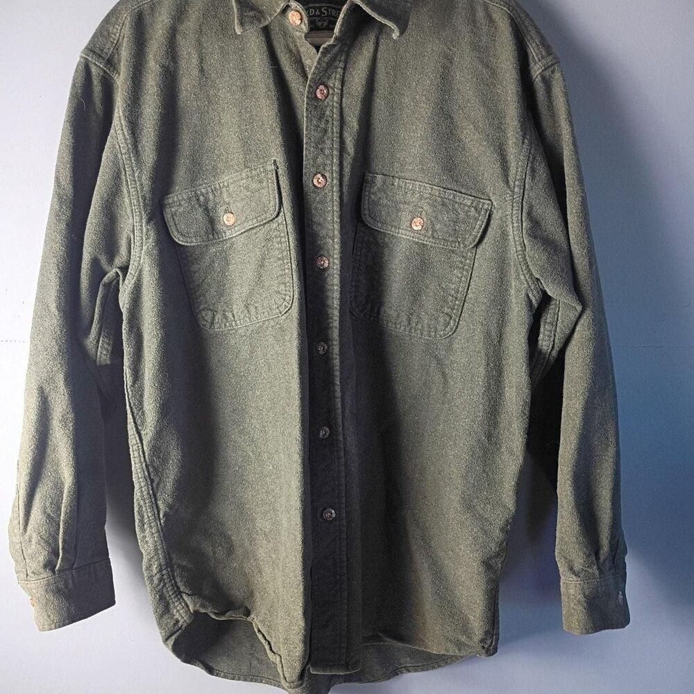 Field & Stream Olive Green Long Sleeve Button-Up Chamois Flannel Shirt